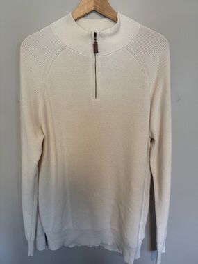Cream Half-Zip Knit Sweater Large